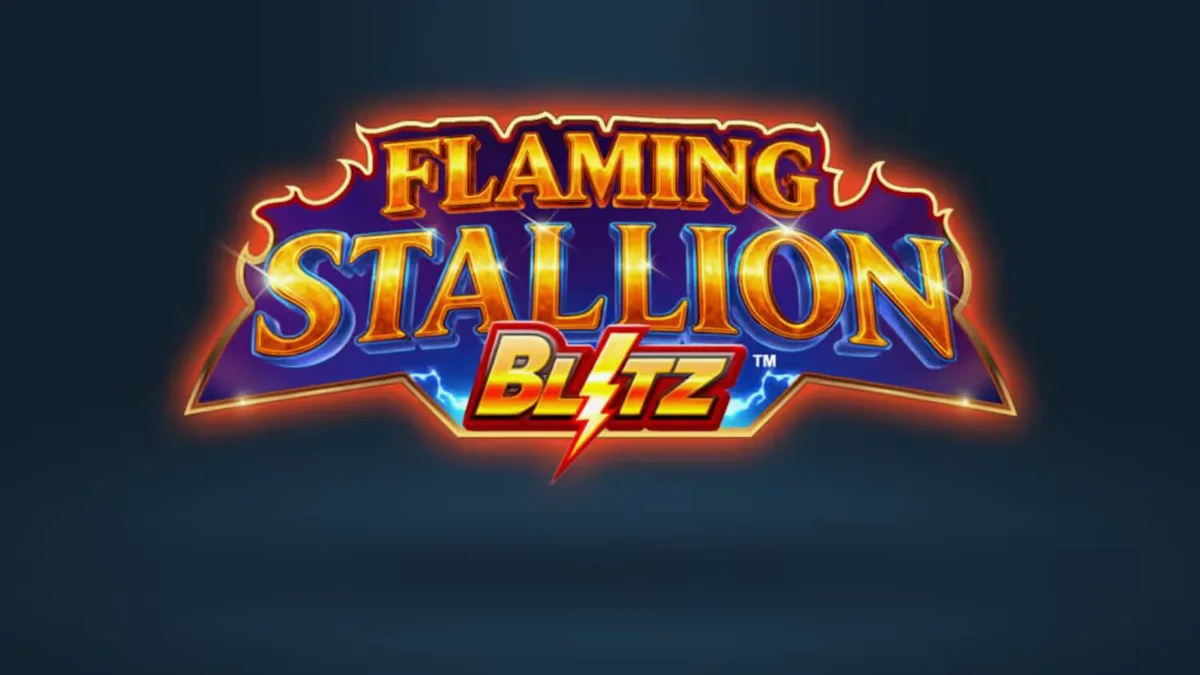 Interface do jogo Flaming Stallion Blitz com o garanhão flamejante em destaque
